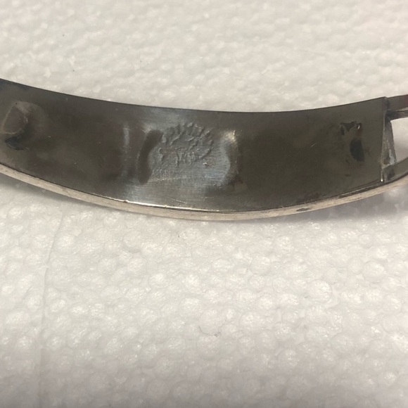 VTG Taxco Abalone Inlay Sterling Bangle Bracelet Floral Flower Butterfly 6.5” - Picture 5 of 9